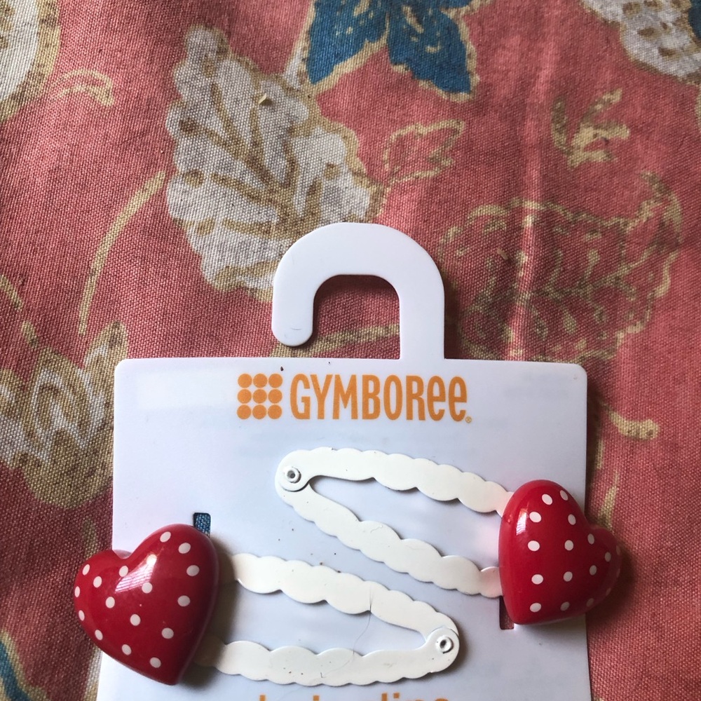 Gymboree Red Heart Polka Dot Snap Clips